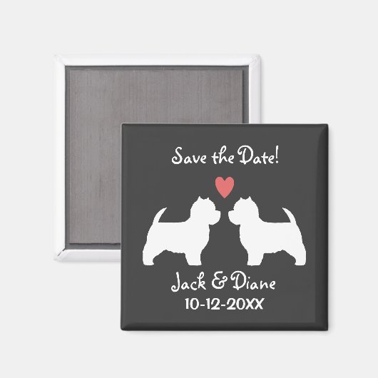 West Highland White Terriers Bruiloft Save the Dat Magneet (Voorkant / Achterkant)
