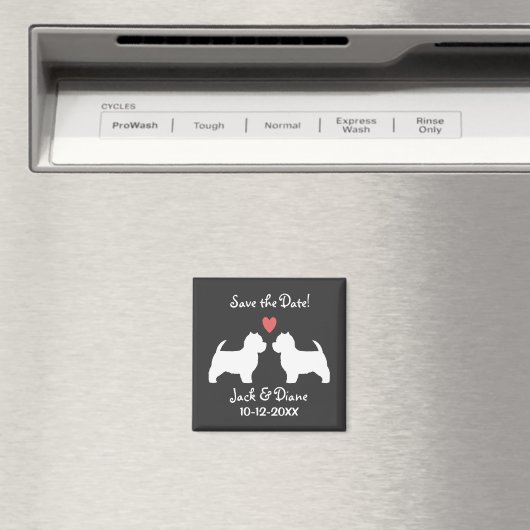 West Highland White Terriers Bruiloft Save the Dat Magneet (Insitu (Vaatwasser))