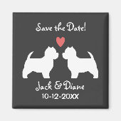 West Highland White Terriers Bruiloft Save the Dat Magneet (Voorkant)