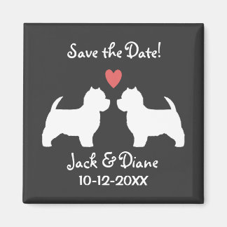 West Highland White Terriers Bruiloft Save the Dat Magneet