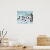 West Highland White Terriers in de sneeuw Poster (Keuken)