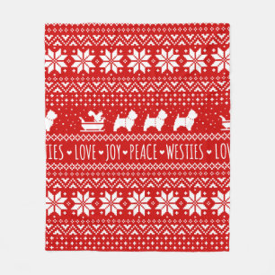 West Highland White Terriers Kerstmis Dogs Fleece Deken
