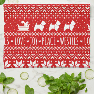 West Highland White Terriers Kerstmis Dogs Theedoek