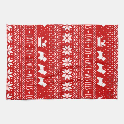 West Highland White Terriers Kerstmis Dogs Theedoek (Horizontaal)