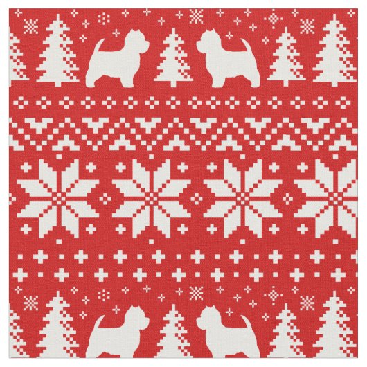 West Highland White Terriers Kerstmis Stof (Close Up)