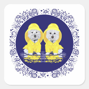 West Highland White Terriers Regen Vierkante Sticker