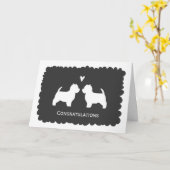West Highland White Terriers Wedding Congrats Kaart (Gele Bloem)