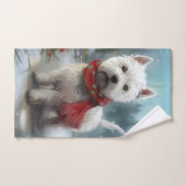West Highland Witte Terriër Hond in Sneeuw Kerstmi Bad Handdoek (Handdoek)