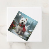 West Highland Witte Terriër Hond in Sneeuw Kerstmi Bedankjes Labels (In situ)