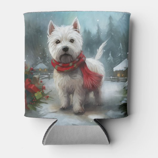 West Highland Witte Terriër Hond in Sneeuw Kerstmi Blikjeskoeler (Voorkant)