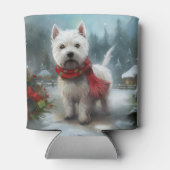 West Highland Witte Terriër Hond in Sneeuw Kerstmi Blikjeskoeler (Achterkant)