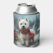 West Highland Witte Terriër Hond in Sneeuw Kerstmi Blikjeskoeler (Blikje Achterkant)