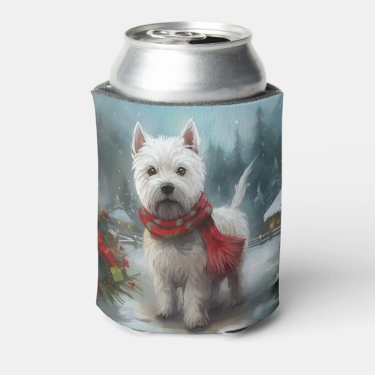 West Highland Witte Terriër Hond in Sneeuw Kerstmi Blikjeskoeler (Blikje Achterkant)