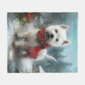 West Highland Witte Terriër Hond in Sneeuw Kerstmi Fleece Deken (Voorkant (Horizontaal))