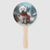 West Highland Witte Terriër Hond in Sneeuw Kerstmi Handwaaier (Achterkant)