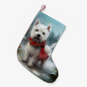 West Highland Witte Terriër Hond in Sneeuw Kerstmi Kleine Kerstsok (Voorkant (Hangend))
