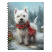 West Highland Witte Terriër Hond in Sneeuw Kerstmi Notitieboek (Voorkant)