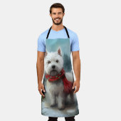 West Highland Witte Terriër Hond in Sneeuw Kerstmi Schort (Gedragen)