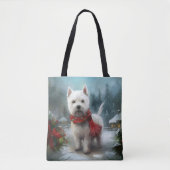 West Highland Witte Terriër Hond in Sneeuw Kerstmi Tote Bag (Voorkant)