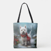 West Highland Witte Terriër Hond in Sneeuw Kerstmi Tote Bag (Achterkant)