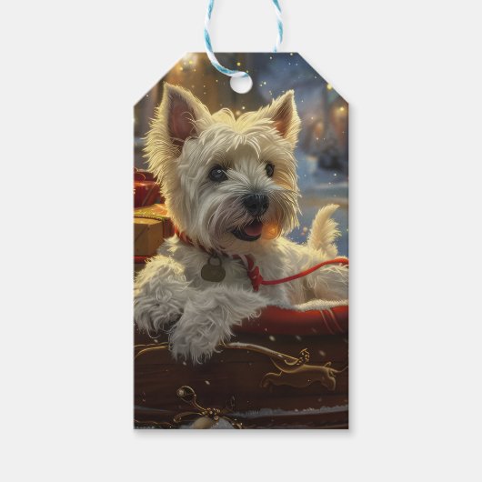 West Highland Witte Terriër Hond Kerstfeest Cadeaulabel (Voorkant)