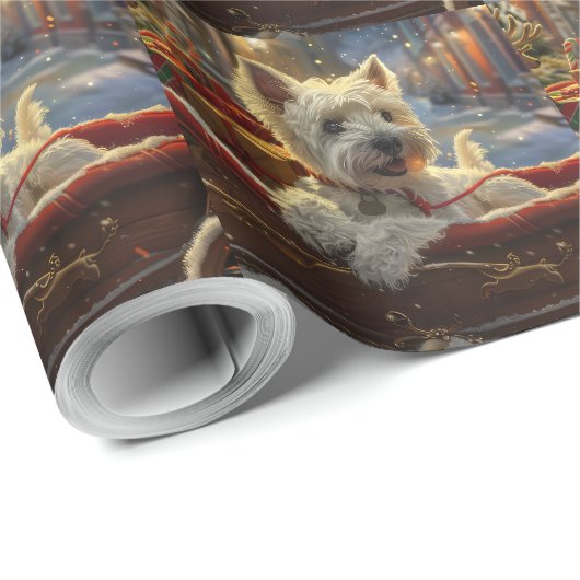 West Highland Witte Terriër Hond Kerstfeest Cadeaupapier (Rol Hoek)