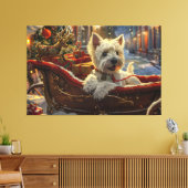 West Highland Witte Terriër Hond Kerstfeest Canvas Afdruk (Insitu (Woonkamer))