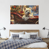 West Highland Witte Terriër Hond Kerstfeest Canvas Afdruk (Insitu (Slaapkamer))