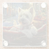 West Highland Witte Terriër Hond Kerstfeest Glazen Onderzetter (Achterkant)