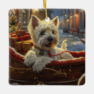 West Highland Witte Terriër Hond Kerstfeest Keramisch Ornament