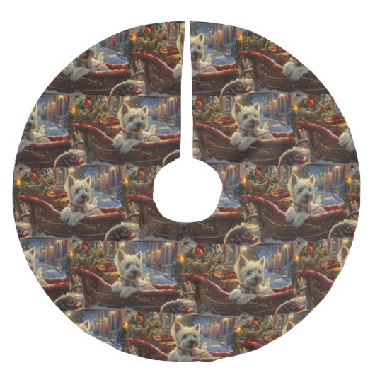 West Highland Witte Terriër Hond Kerstfeest Kerstboom Rok (Voorkant)