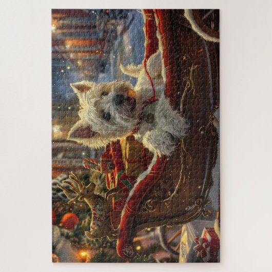 West Highland Witte Terriër Hond Kerstfeest Legpuzzel (Verticaal)