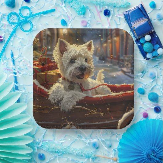 West Highland Witte Terriër Hond Kerstfeest Papieren Bordje (Feest)