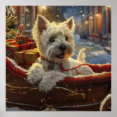 West Highland Witte Terriër Hond Kerstfeest Poster (Voorkant)