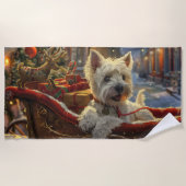 West Highland Witte Terriër Hond Kerstfeest Strandlaken (Voorkant)