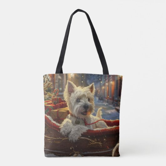 West Highland Witte Terriër Hond Kerstfeest Tote Bag (Achterkant)