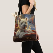 West Highland Witte Terriër Hond Kerstfeest Tote Bag (Dichtbij)