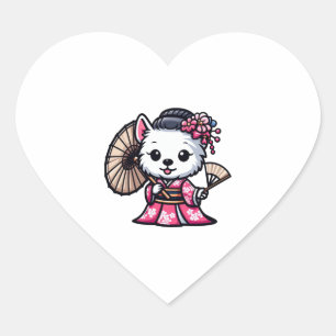 West Highland Witte Terriër Hond Kimono Hart Sticker