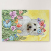 West Highland Witte Terriër Hondenbloemen Legpuzzel (Horizontaal)