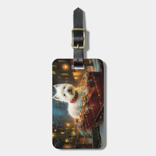 West Highland Witte Terriër Kerstfeest Bagagelabel (Voorkant verticaal)