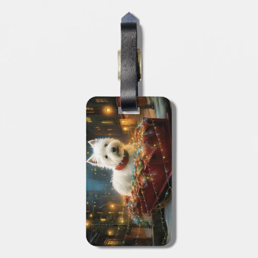 West Highland Witte Terriër Kerstfeest Bagagelabel (Achterkant verticaal)