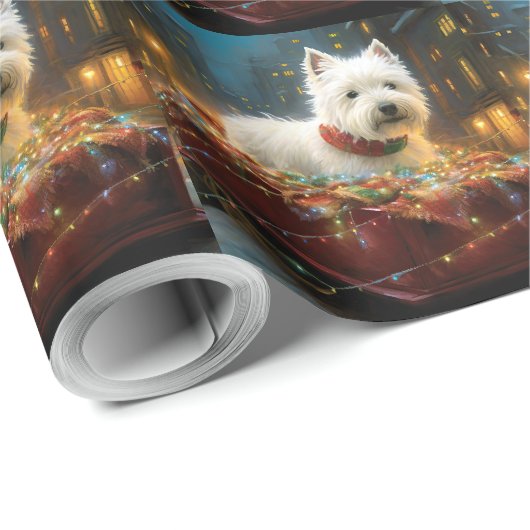 West Highland Witte Terriër Kerstfeest Cadeaupapier (Rol Hoek)