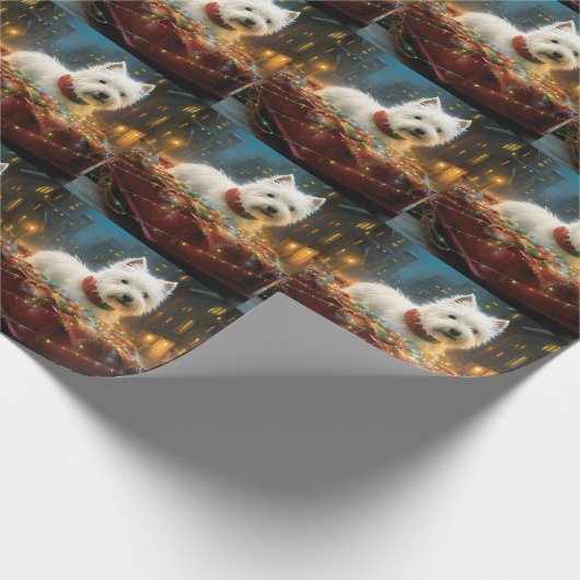 West Highland Witte Terriër Kerstfeest Cadeaupapier (Hoek)