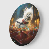 West Highland Witte Terriër Kerstfeest Grote Klok (Hoek)