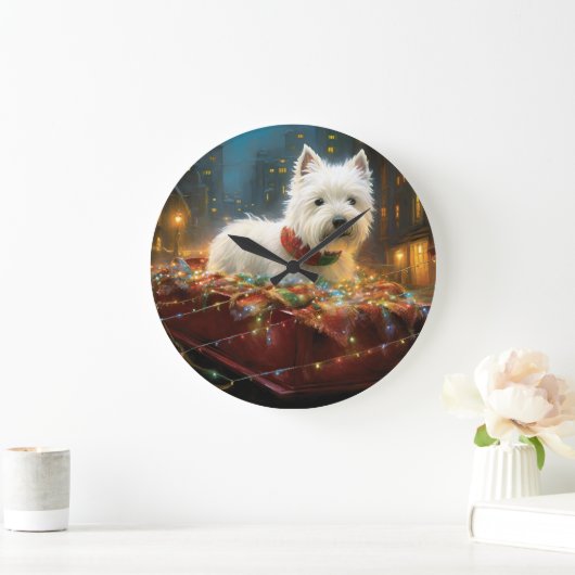 West Highland Witte Terriër Kerstfeest Grote Klok (Huis)