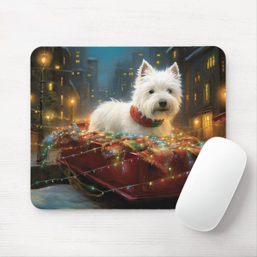 West Highland Witte Terriër Kerstfeest Muismat (Met muis)