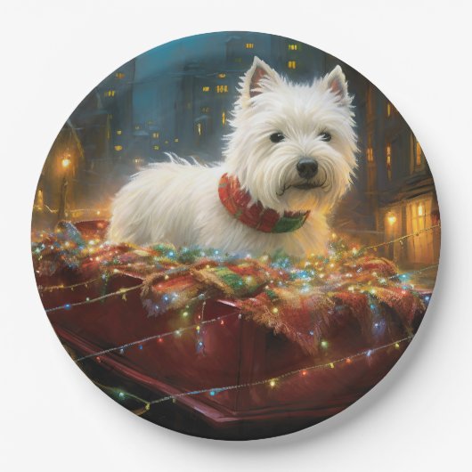 West Highland Witte Terriër Kerstfeest Papieren Bordje (Voorkant)