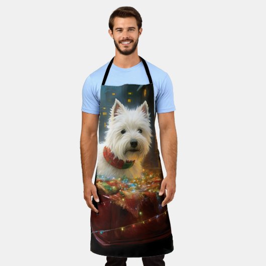 West Highland Witte Terriër Kerstfeest Schort (Gedragen)