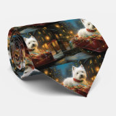 West Highland Witte Terriër Kerstfeest Stropdas (Opgerold)