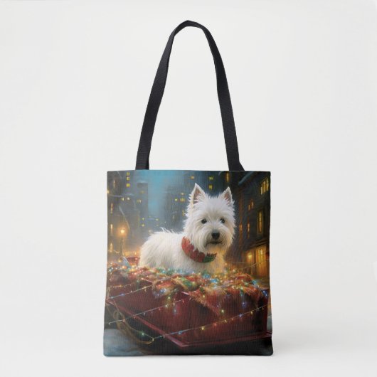 West Highland Witte Terriër Kerstfeest Tote Bag (Voorkant)